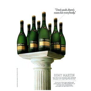 1994 Remy Martin Cognac Vintage Print Ad Pillar Column 90s Bar Man Cave Wall Art